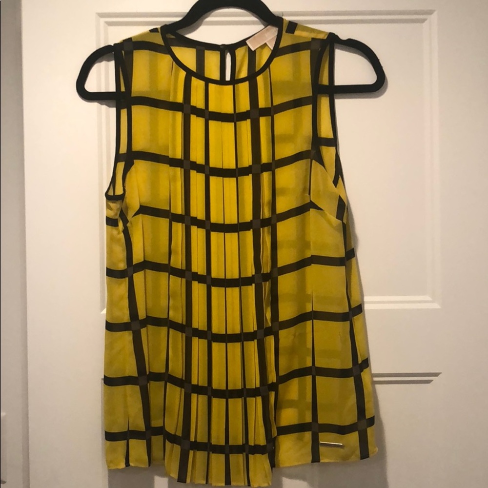Bumble bee yellow pleat front blouse